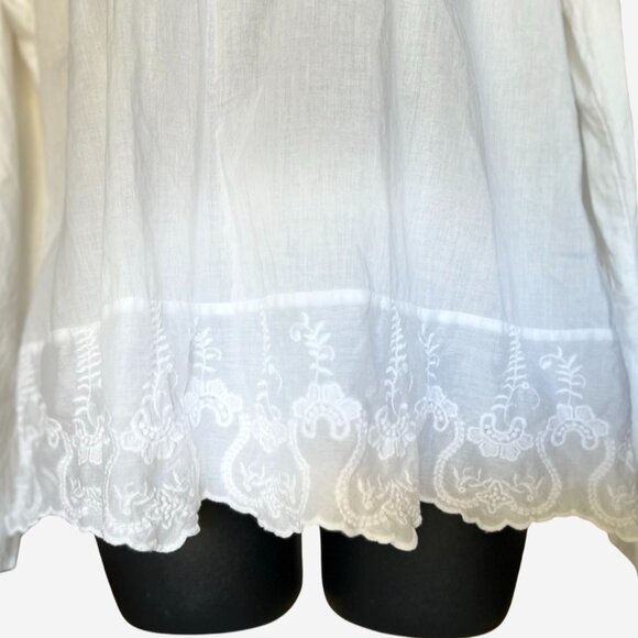 Benetton White Embroidered Cotton Blouse – Size M - Picture 3 of 15